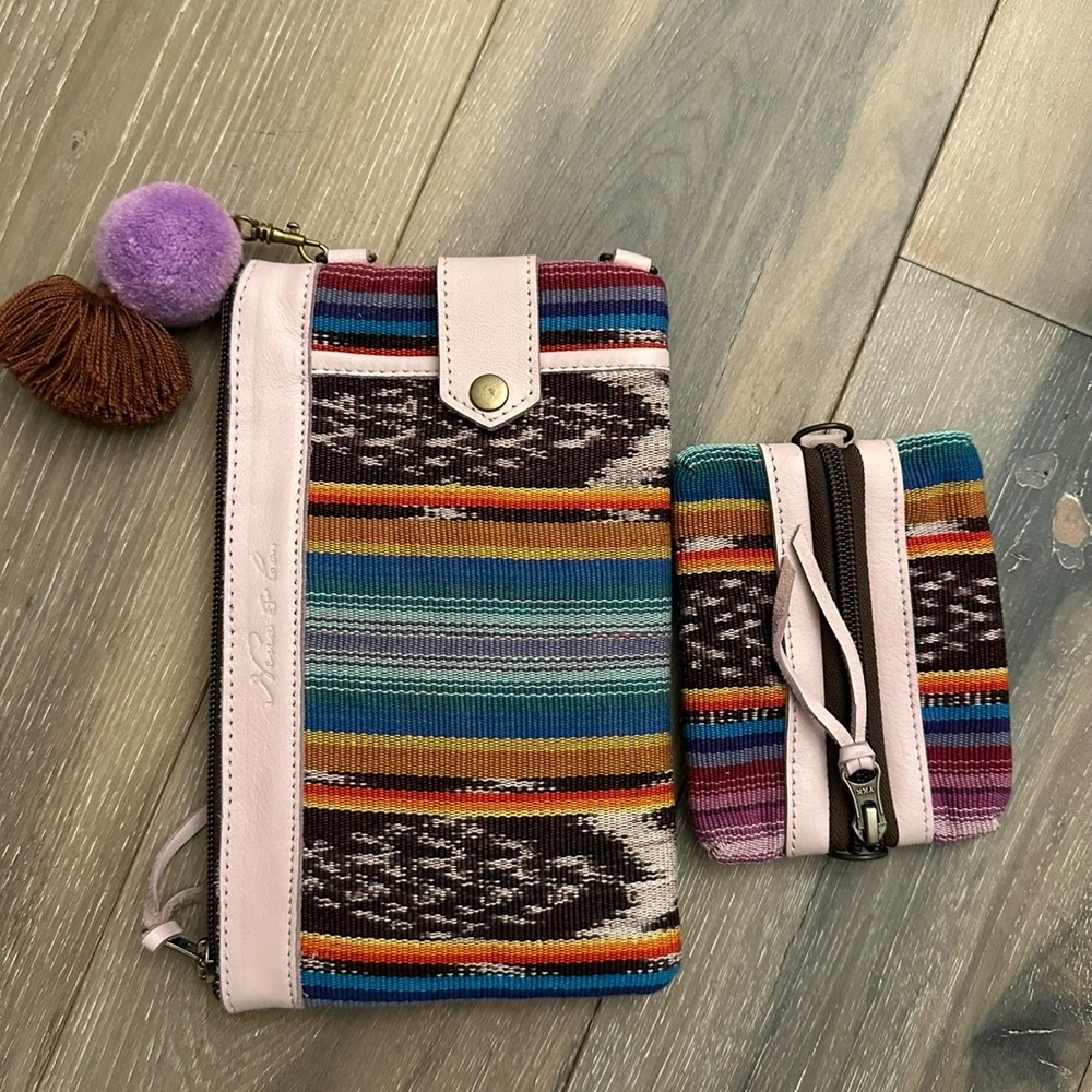 Nena & Co. EC everything clutch coin purse BOP bird of paradise primrose leather